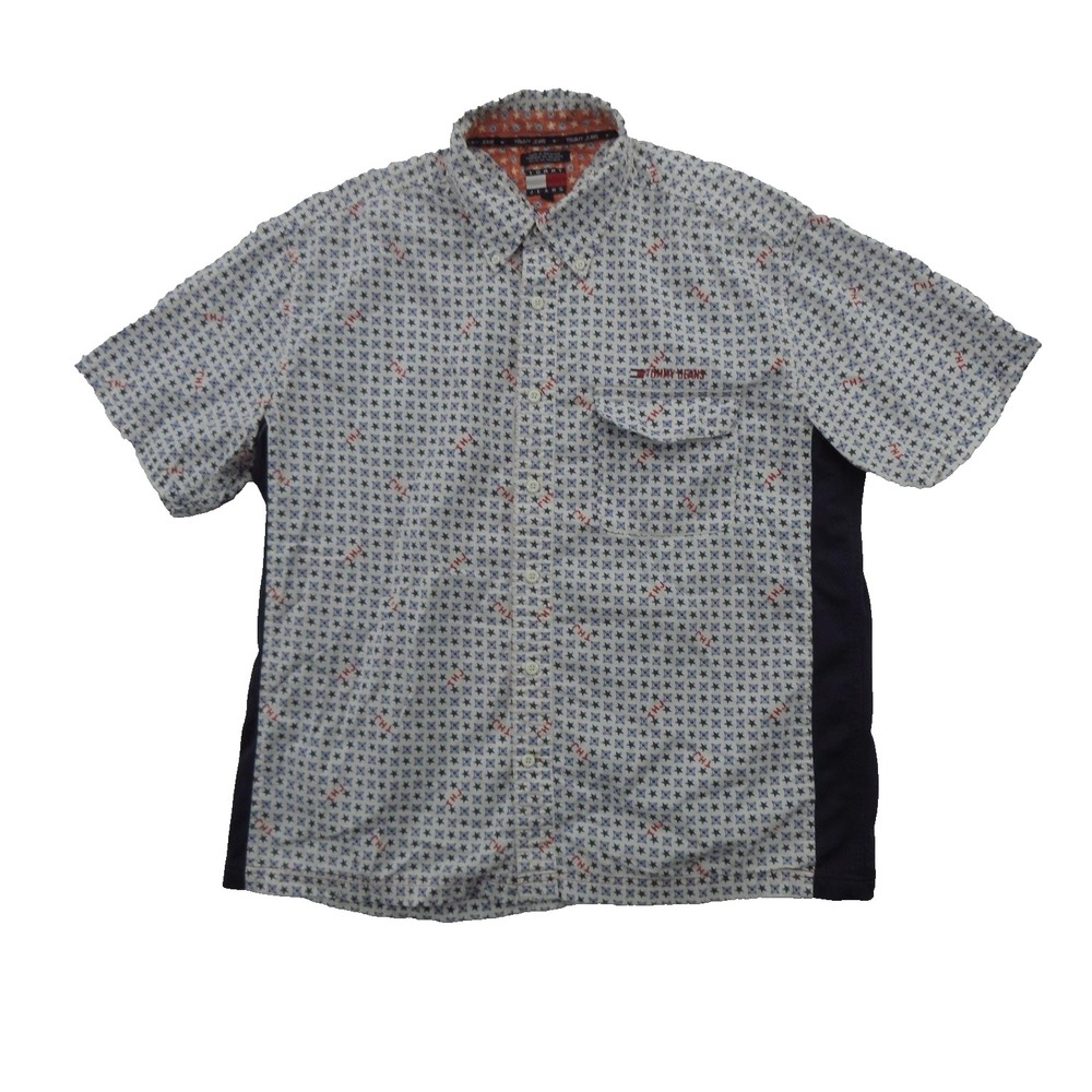Vintage Tommy Hilfiger Tommy Jeans Shirt Mens XL White Star Print Button Up Y2K